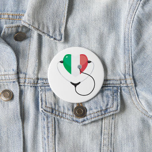 Italienisches Herz mit Stethoskop Gesundheitswesen Button