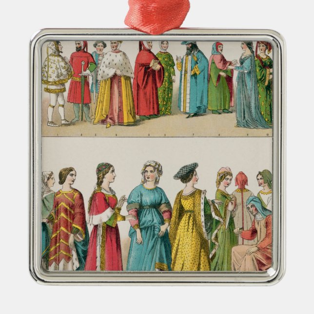 Italienisches Kleid Silbernes Ornament (Vorne)