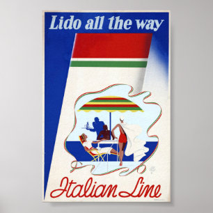  Italienisches Kreuzfahrtschiff Poster Mitte des J