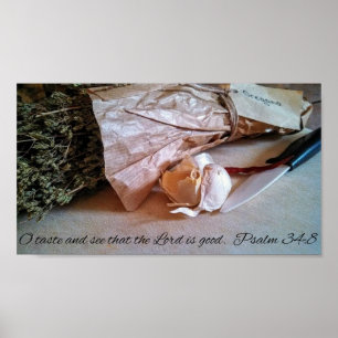 Italienisches Küchenposter mit Bibelvers Psalm 34, Poster