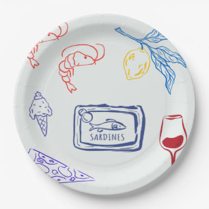 Italienisches Küstenessen Pappteller