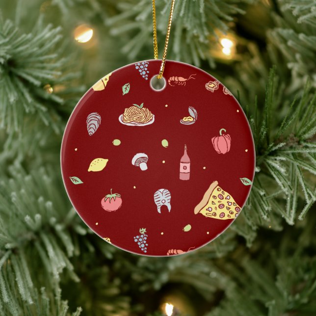 Italienisches Lebensmittelmuster. Nahtlose italien Keramik Ornament (Baum)
