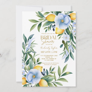 Italienisches Lemon Blue Floral Citrus Brautparty Einladung