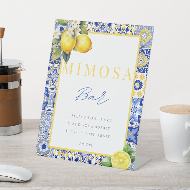 Italienisches Lemon Brautparty Mimosa Bar Sign Pos Sockelschild (In SItu)