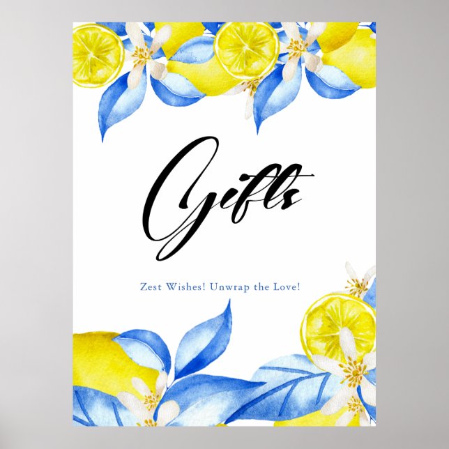 Italienisches Lemon Floral Brautparty Geschenke Poster (Vorne)