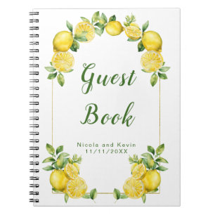 Italienisches Lemon Greenerity Frame Wedding Gäste Notizblock