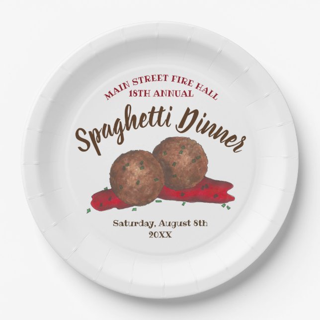Italienisches Meatballs Spaghetti Wohltätigkeit Ev Pappteller (Vorderseite)