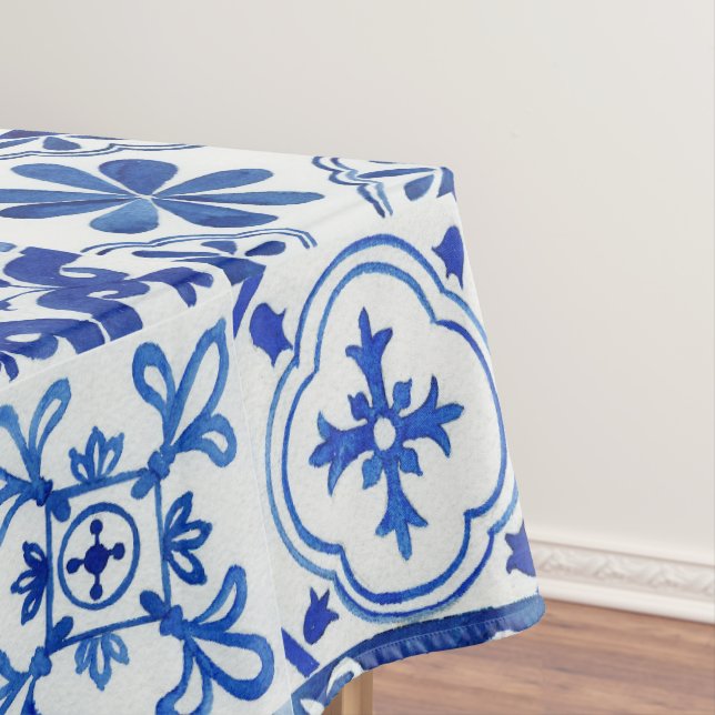 Italienisches Mittelmeer Blau, Weiß und Gelb Muste Tischdecke (Beispiel)