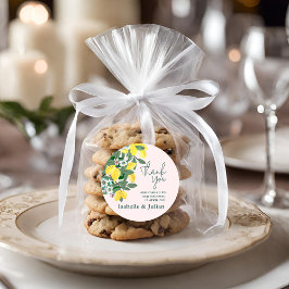 Italienisches Mittelmeer Lemon Pink Wedding Runder Aufkleber