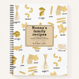 Italienisches Pasta Formen & Namen Rezept Kochbuch Notizbuch