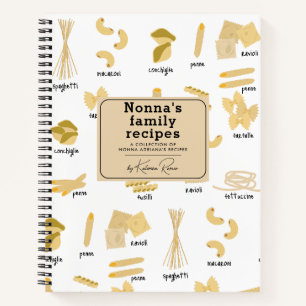 Italienisches Pasta Formen & Namen Rezept Kochbuch Notizbuch