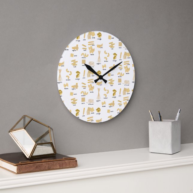 Italienisches Pasta-Gebilde und Namensmuster Große Wanduhr (Büro)