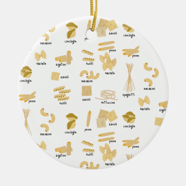 Italienisches Pasta-Gebilde und Namensmuster Keramik Ornament (Vorne)