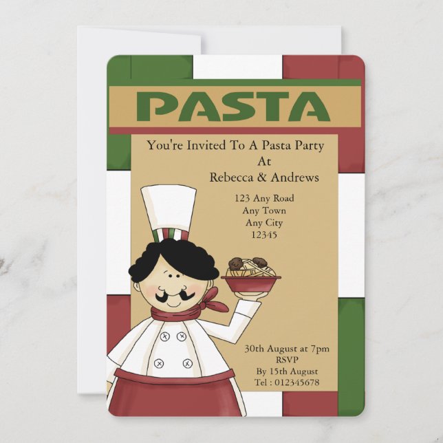 Italienisches Pasta Party Einladung (Vorderseite)