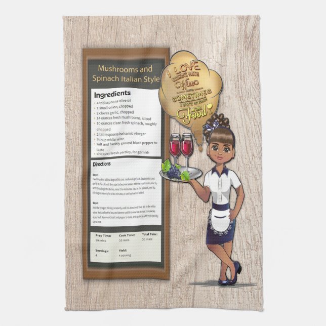 Italienisches Pilz und Spinach Recipe Küchentuch (Vertikal)