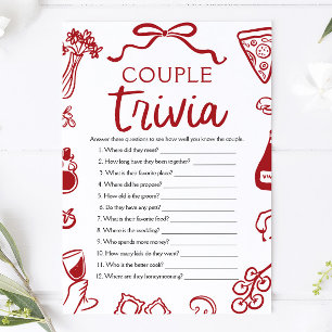 Italienisches Pizza-Paar Trivia Brautparty-Spiel Einladung