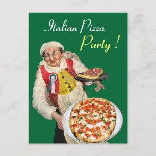 ITALIENISCHES PIZZA-PARTY Grünes Rezept Postkarte
