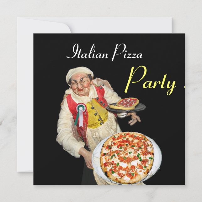 ITALIENISCHES PIZZA-PARTY, RESTAURANT, rot Einladung (Vorderseite)