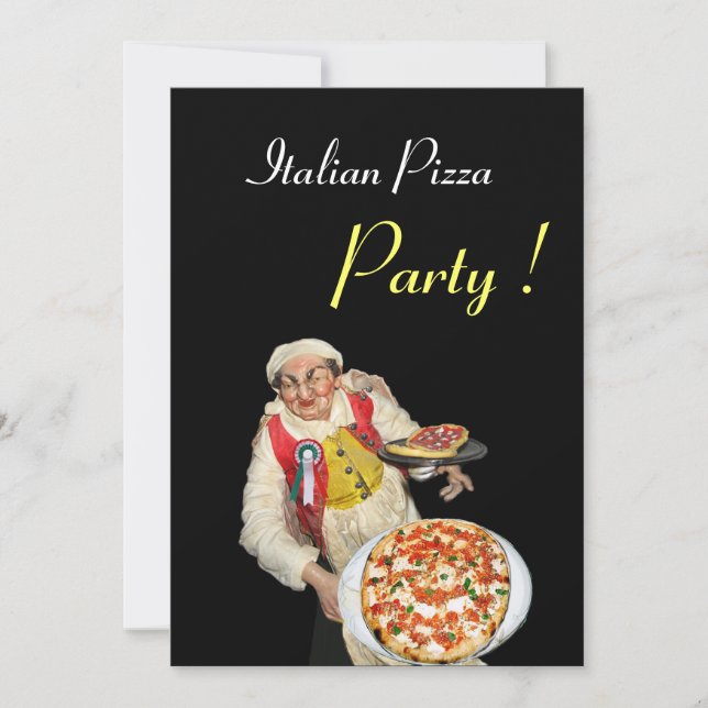 ITALIENISCHES PIZZA-PARTY, RESTAURANT, rot Einladung (Vorderseite)