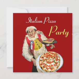 ITALIENISCHES PIZZA-PARTY, RESTAURANT, rot Einladung