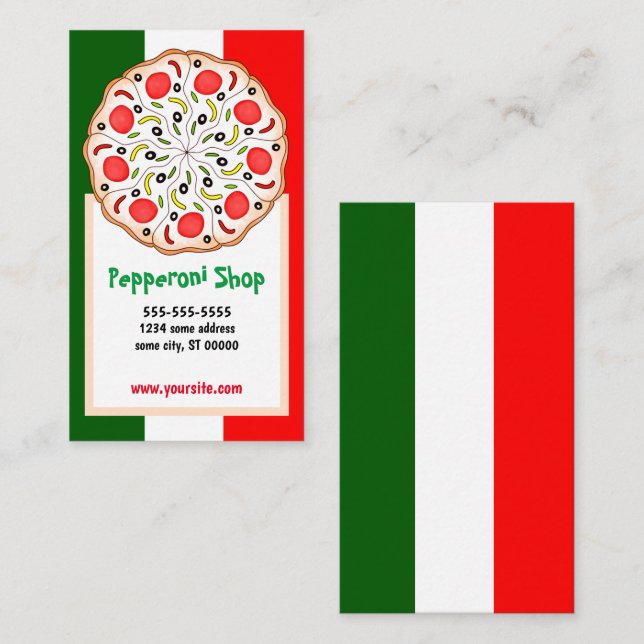 Italienisches Pizza Pepperoni-Geschäft oder Restau Visitenkarte (Vorne/Hinten)
