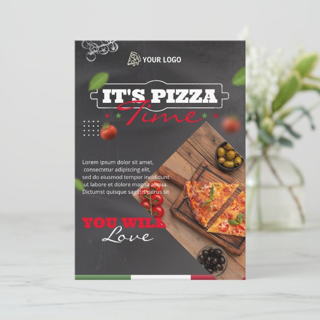 Italienisches Pizza-Restaurant, Liebe und Pizza-Me Menükarte (Stehend Vorderseite)