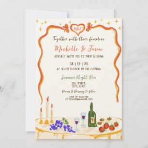 Italienisches Quirky Whimsical Fun Hand Drawn Bow  Einladung