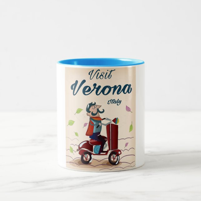 Italienisches Reiseplakat für Roller Zweifarbige Tasse (Mittel)