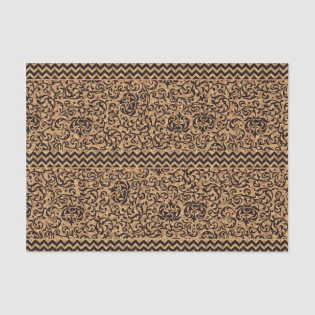 Italienisches Renaissance Gold Floral Muster Seidenpapier (Vorderseite)