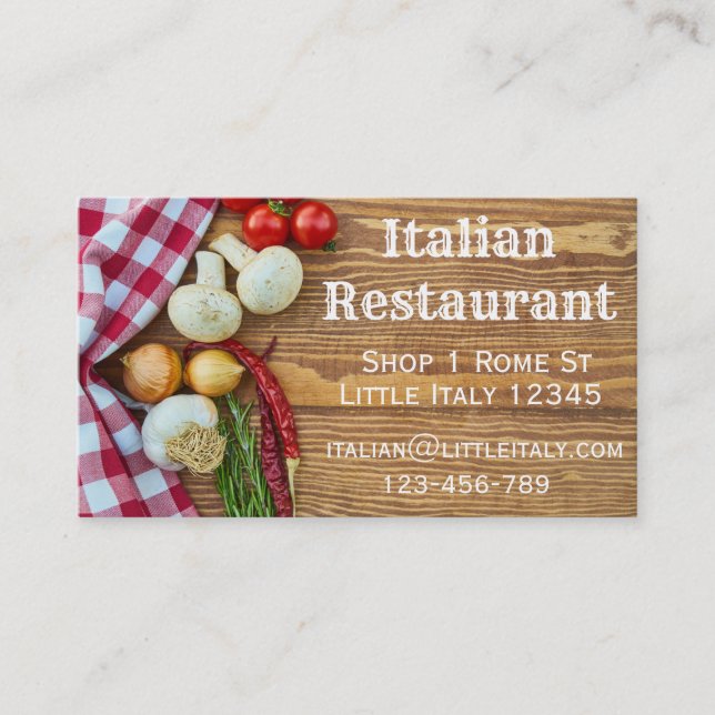 Italienisches Restaurant- oder Cateringgeschäft Visitenkarte (Vorderseite)