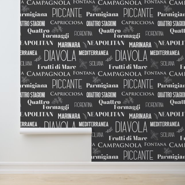 Italienisches Restaurant Pizza Names Typografic Tapete (Anwendung)