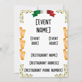 Italienisches Restaurant Veranstaltungen und Einwe Einladung