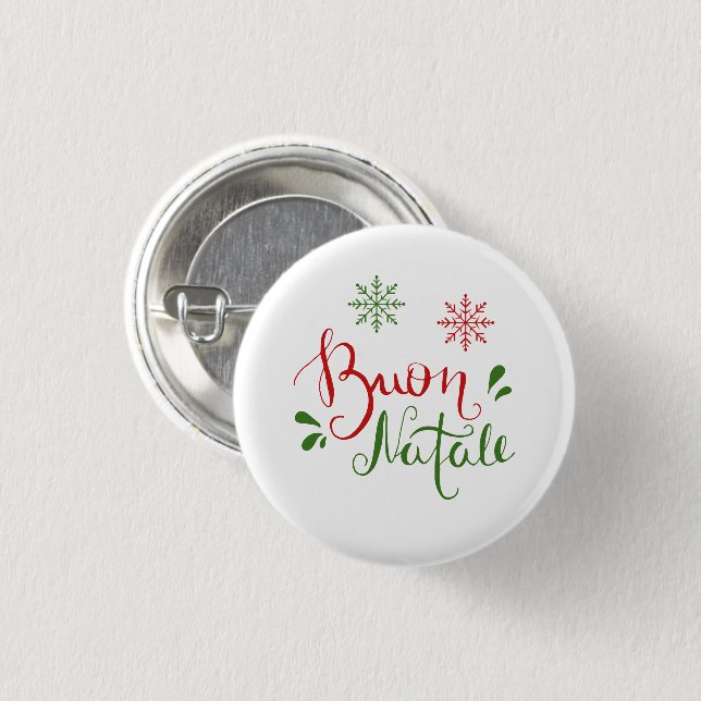 Italienisches Rotes Grün frohe Weihnachten Button (Vorne & Hinten)