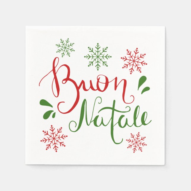 Italienisches Rotes Grün frohe Weihnachten Serviette (Vorderseite)