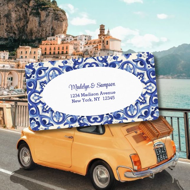 Italienisches Rücksendesiegel "White & Blue Kerami Adressaufkleber (Von Creator hochgeladen)