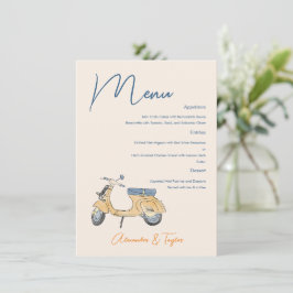 Italienisches Scooter-Hochzeitmenü Menükarte