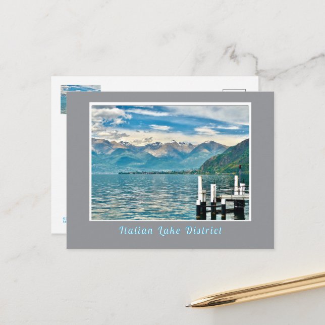 Italienisches Seengebiet/See und Berge Postkarte (Vorderseite/Rückseite Beispiel)