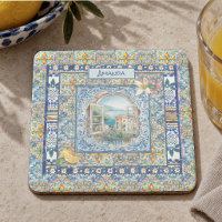 italienisches Sommerblumenmuster blaue Fliesen Zit