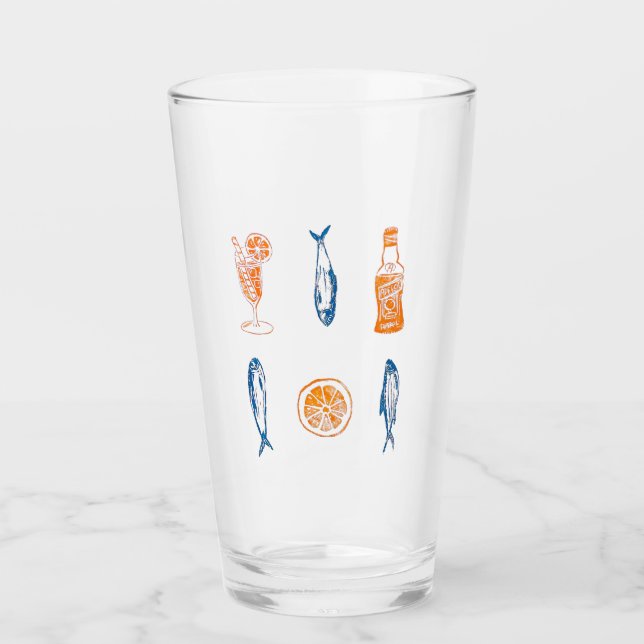 Italienisches Sommerglas Sardinien und Aperol Glas (Vorderseite)