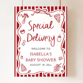 Italienisches Special Delivery Baby Dusche Begrüßu Poster