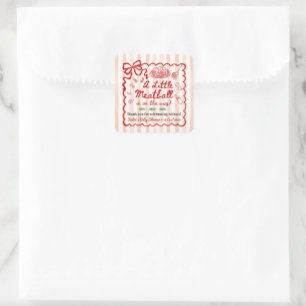 Italienisches Thema Baby Shower Roter Bogen Klein Quadratischer Aufkleber