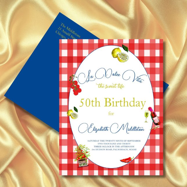 Italienisches Thema Lemon Red White Blue Einladung Postkarte (Von Creator hochgeladen)