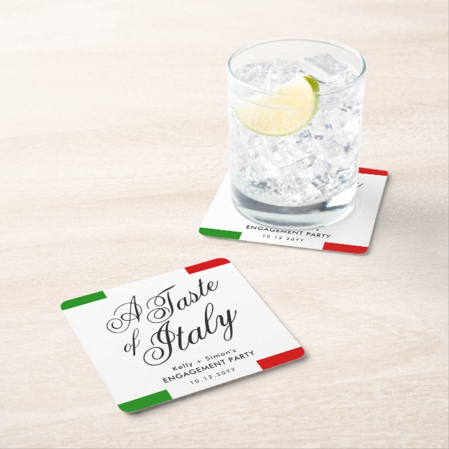 Italienisches Themenabend | Engagement Rechteckiger Pappuntersetzer (Vor Ort)