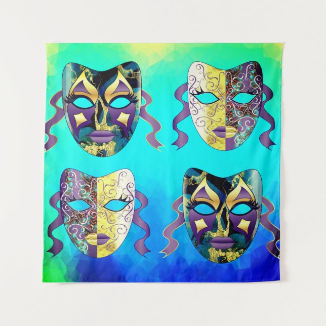 Italienisches Venezianisches Maskenmuster Wandteppich (Vorderseite)