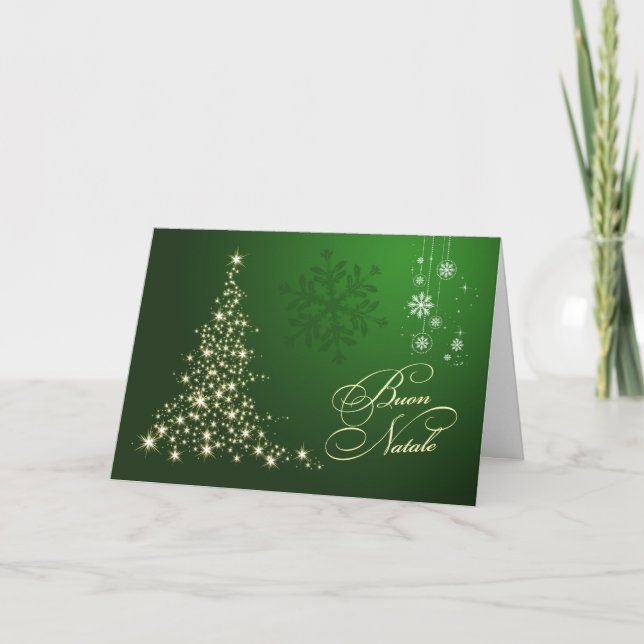 Italienisches Weihnachten - Grün u. Goldfunkelnder (Vorderseite)