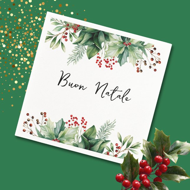 Italienisches Weihnachts-Buon-Natale-Party Serviette (Von Creator hochgeladen)