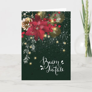 Italienisches Weihnachtslied Pine Holly Garland Feiertagskarte