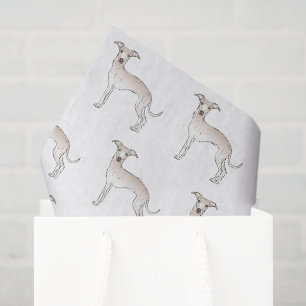 Italienisches Windhund-Creme-Muster mit süßer Cart Seidenpapier