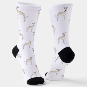 Italienisches Windhund-Creme-Muster mit süßer Cart Socken