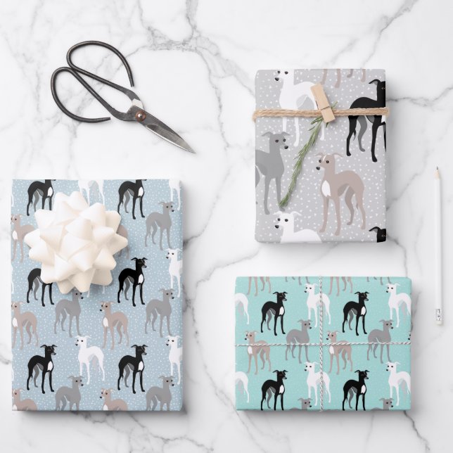 Italienisches Windhund Niedliches Muster Geschenkpapier Set (Vorderseite)